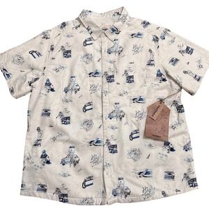 California Cowboy Fleece Lined Button Down Short Sleeve Shirt‎ XXL